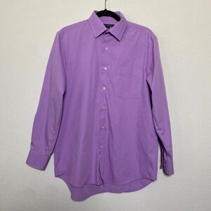Ivy Crew Mens Dress Shirt Medium 15-15 1/2 32/33 Purple Cotton Blend Long Sleeve
